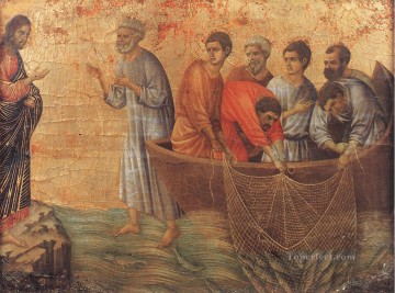 Aparición en el lago Tiberíades Escuela Sienesa Duccio Pinturas al óleo